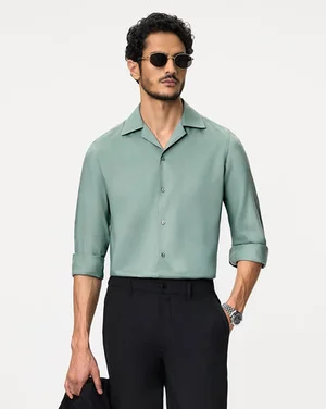 The Saint-Tropez Bamboo Cuban Shirt Sage Green